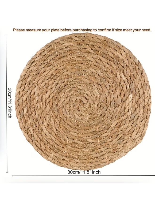 Natural Hyacinth Wicker Round Placemats Rustic Table Decor for Autumn & Holidays - Image 3